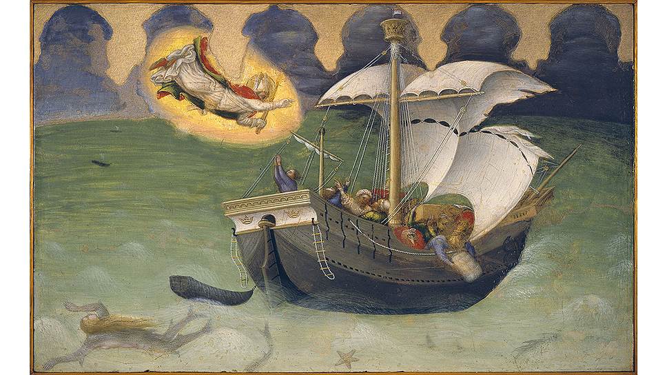  святой Николай усмиряет бурю и спасает корабль», около 1425 года